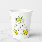 Lemony Elegante Gouden Geometrische Bruiloftsshowe Papieren Bekers (Voorkant)