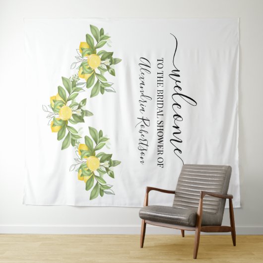 Lemony groen bruiloft welkom wandkleed (In Situ (horizontaal))