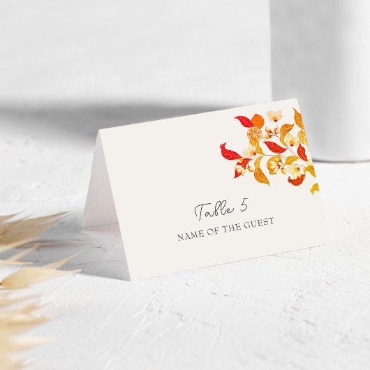 Lemony Love Citrus Foliage Wedding Place Card Kaart