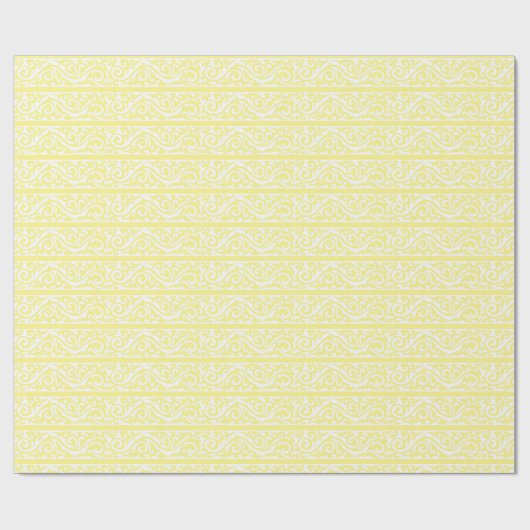 Lemony Yellow Swirls Pattern Wrapping Paper Cadeaupapier (Vlak)