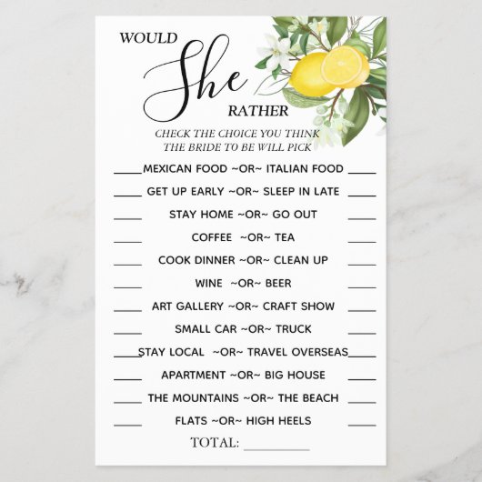 Lemony Zou Ze liever douchen spel kaart (Voorkant)