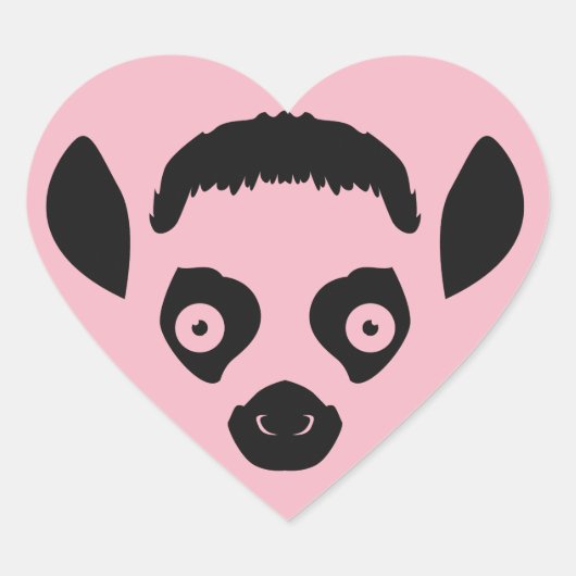 Lemur Face Silhouette Hart Sticker (Voorkant)