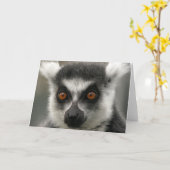 Lemur Face Wenskaart Kaart (Gele Bloem)