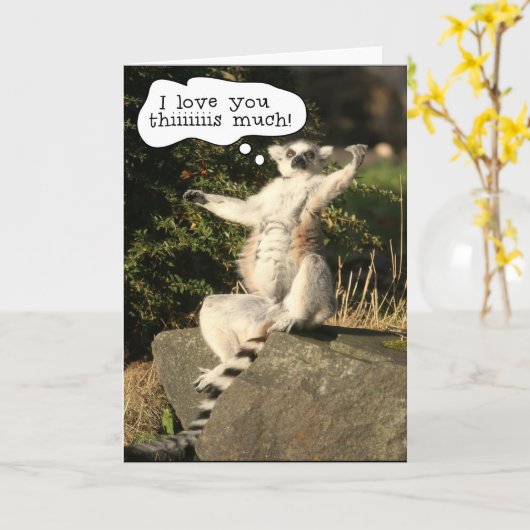 Lemur hou van je zoveel Moederdag Kaart Sjabloon (Gele Bloem)