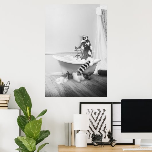 Lemur in badposter poster (Thuiskantoor)