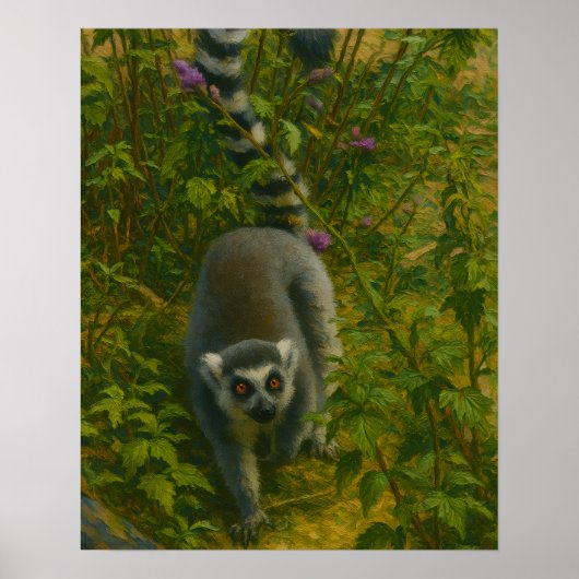 Lemur in Bloom – Ringstaartverkenner Poster (Voorkant)