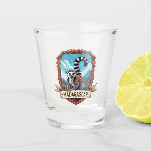 Lemur in Madagaskar Reizen Shot Glas (Voorkant)