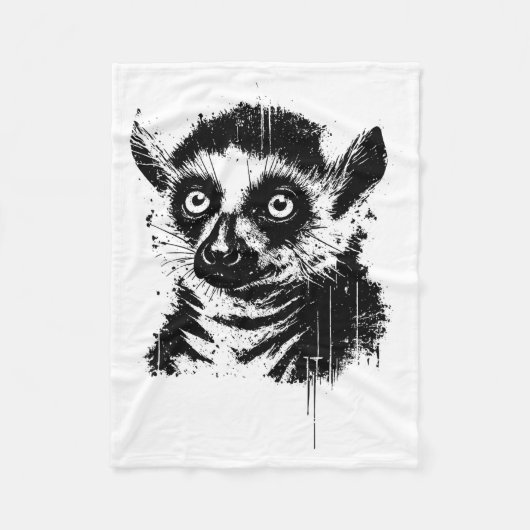Lemur Ink Art Jungle Madaga Wildlife Rtrait Nge Fleece Deken (Voorkant)