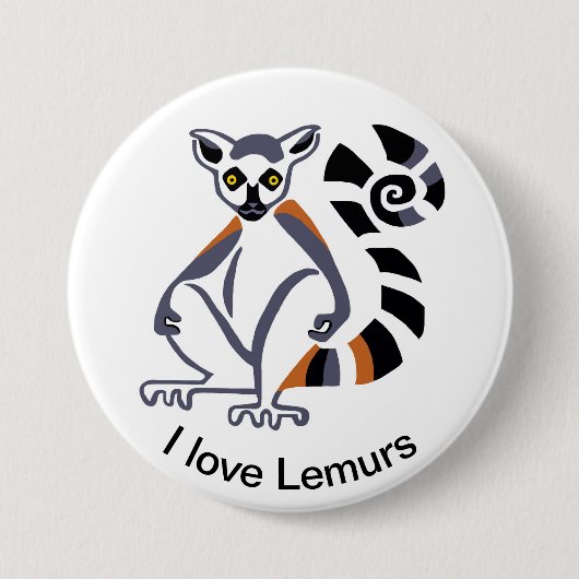 Lemur - knop ronde button 7,6 cm (Voorkant)