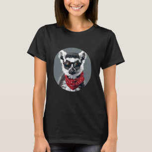 Lemur Kunstwerk Zonnebril Madagascar Monkey Portre T-shirt