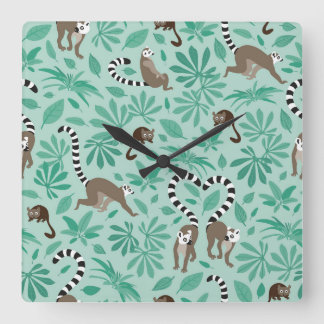 Lemur love mint leaves vierkante klok