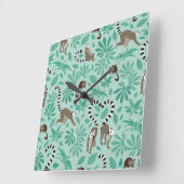 Lemur love mint leaves vierkante klok (Hoek)