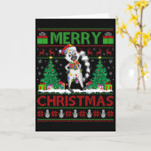Lemur Lover Xmas - Lights Ugly Santa Lemur Chri Kaart (Gele Bloem)