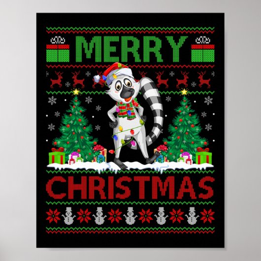 Lemur Lover Xmas - Lights Ugly Santa Lemur Chri Poster (Voorkant)