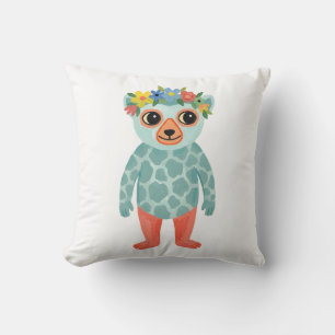 Lemur met bloemenkroon Giraffe Stippen Worpkussen Kussen