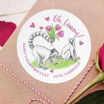 Lemur met Tulips Romantic Love Funny French Pun