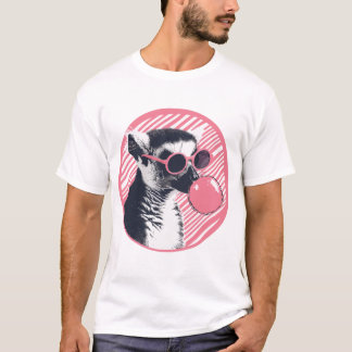 Lemur met zonnebril en bubble gum t-shirt