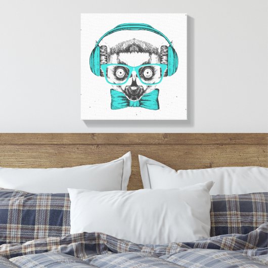 Lemur | Muziekoverloop Canvas Afdruk (Insitu (Slaapkamer))