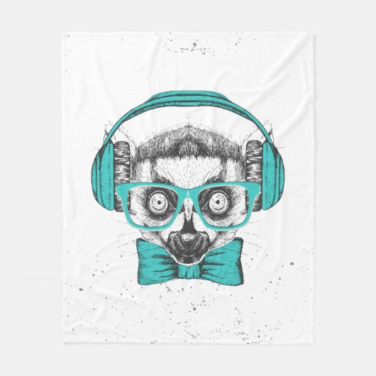 Lemur | Muziekoverloop Fleece Deken (Voorkant)