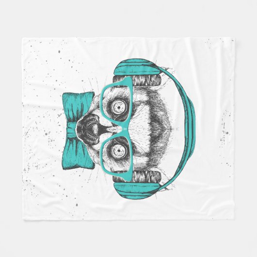 Lemur | Muziekoverloop Fleece Deken (Voorkant (Horizontaal))