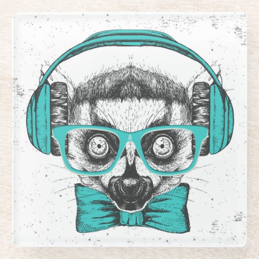 Lemur | Muziekoverloop Glazen Onderzetter (Voorkant)