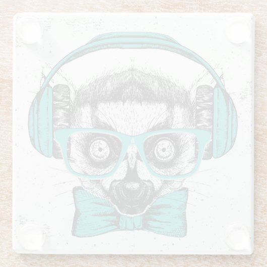 Lemur | Muziekoverloop Glazen Onderzetter (Achterkant)