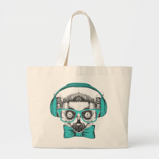 Lemur | Muziekoverloop Grote Tote Bag (Voorkant)