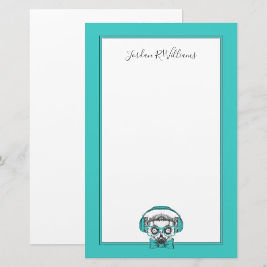 Lemur | Muziekoverloop | Jouw namen toevoegen Briefpapier (Voorkant / Achterkant)