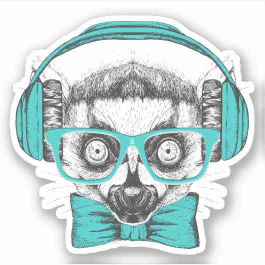 Lemur | Muziekoverloop Sticker (Voorkant)