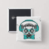 Lemur | Muziekoverloop Vierkante Button 5,1 Cm (Voorkant /achterkant)