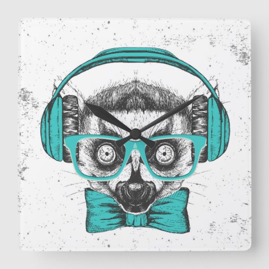 Lemur | Muziekoverloop Vierkante Klok (Voorkant)