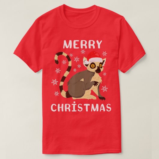 Lemur Santa Merry Kerstmis Lemur Lover Cute Anima T-shirt (Design voorkant)