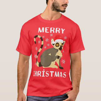 Lemur Santa Merry Kerstmis Lemur Lover Cute Anima T-shirt