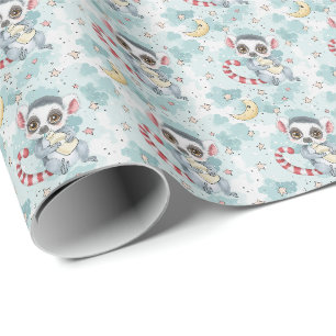 Lemur Schattigee Baby pastel Waterverf Patroon Cadeaupapier