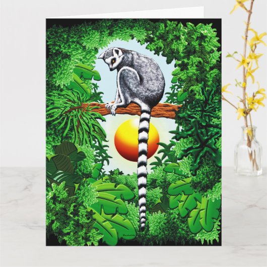 Lemur van Madagaskar Kaart (Gele Bloem)