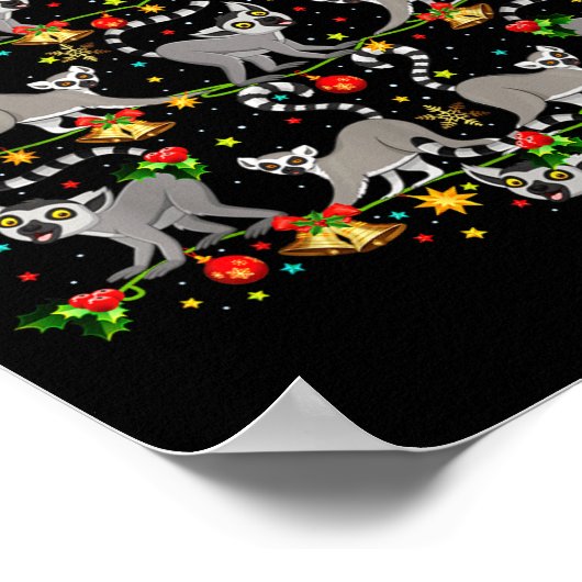 Lemur Xmas Tree Gift Santa Hat Lemur Christmas  Poster (Hoek)