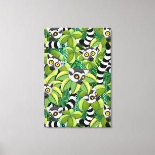Lemuren van Madagaskar in Exotische Jungle Canvas Afdruk