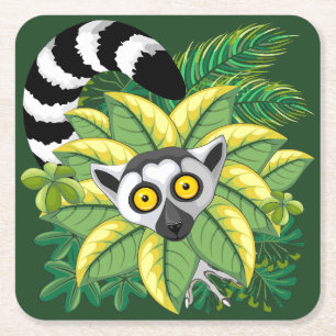 Lemuren van Madagaskar in Exotische Jungle Kartonnen Onderzetters