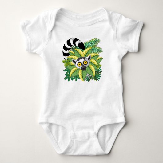Lemuren van Madagaskar in Exotische Jungle Romper (Voorkant)