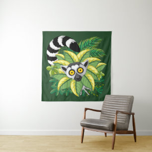 Lemuren van Madagaskar in Exotische Jungle Wandkleed