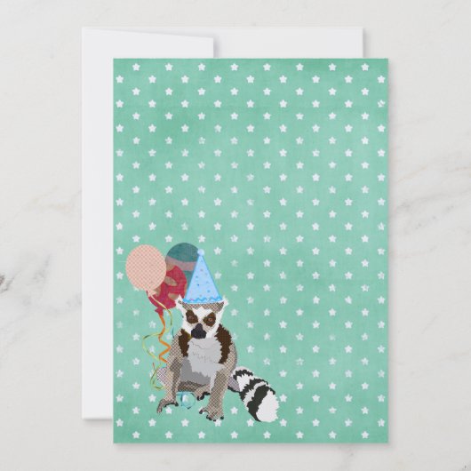 Lemurs Birthday Star Invitation Kaart (Achterkant)