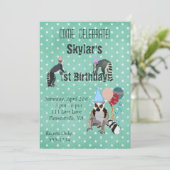 Lemurs Birthday Star Invitation Kaart (Staand voorkant)