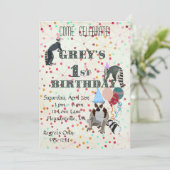 Lemurs Fun Abstracte uitnodiging van Birthday (Staand voorkant)