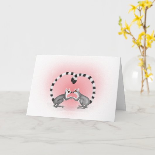 Lemurs in liefde Valentijns's kaart (Gele Bloem)