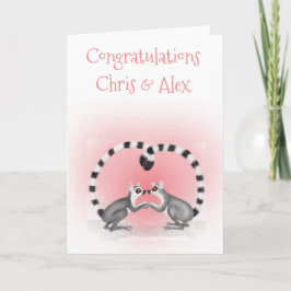 Lemurs in liefde verloving / trouwkaart kaart