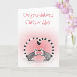 Lemurs in liefde verloving / trouwkaart kaart