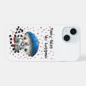 Lemurs in Love - Heart Umbrella Romance iPhone 15 Case (Achterkant horizontaal)