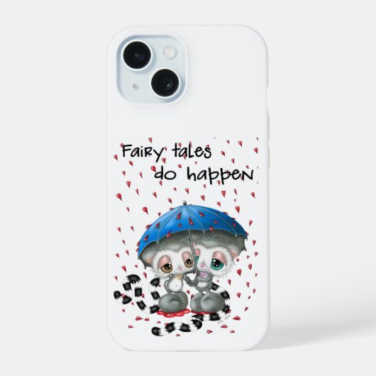 Lemurs in Love - Heart Umbrella Romance iPhone 15 Case (Achterkant)