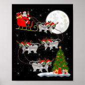 Lemurs Santa Sleigh Flying Funny Magical Christmas Poster (Voorkant)