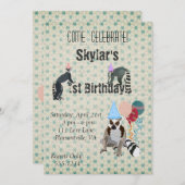 Lemurs  uitnodiging van Birthday (Voorkant / Achterkant)